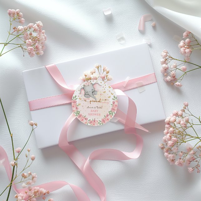 Adesivo Redondo Chá de doce elefante, rosa-rosa, (Criador carregado)