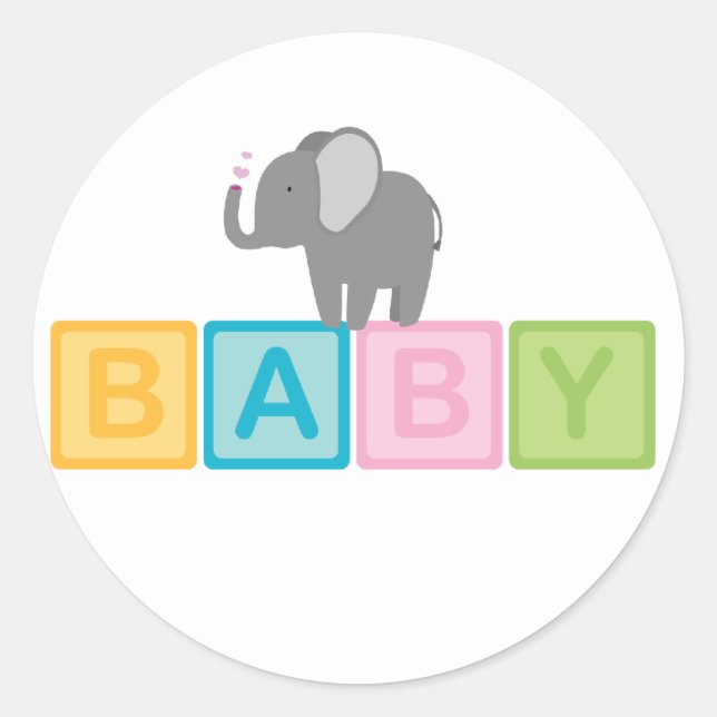 Adesivo Redondo Chá de elefante bebê (Frente)