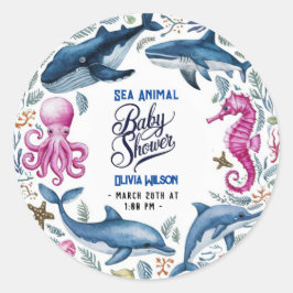 Adesivo Redondo Chá de fraldas6 moderno elegante de aquarela