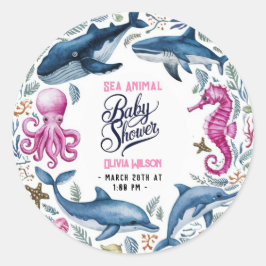 Adesivo Redondo Chá de fraldas7 moderno elegante de aquarela