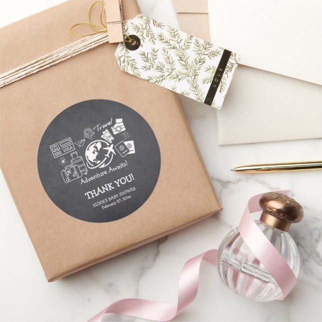 Adesivo Redondo Chá de fraldas Aguarda Aventura do Chalkboard (Presentear)