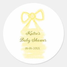 Adesivo Redondo Chá de fraldas amarelo arco aquarela elegante mode