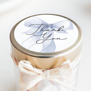 Adesivo Redondo Chá de fraldas Arco Azul Obrigado Por Favor