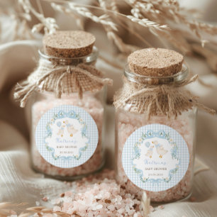 Adesivo Redondo Chá de fraldas Arco Floral  Azul de Ganso bobo