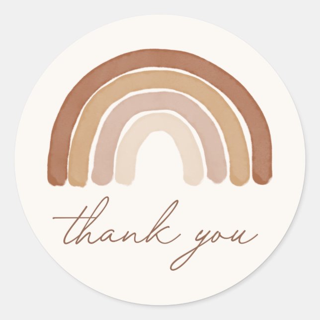 Adesivo Redondo Chá de fraldas Arco-Íris Boho Terracotta (Frente)