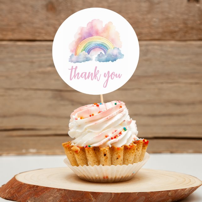 Adesivo Redondo Chá de fraldas arco-íris de cor d'água (Criador carregado)