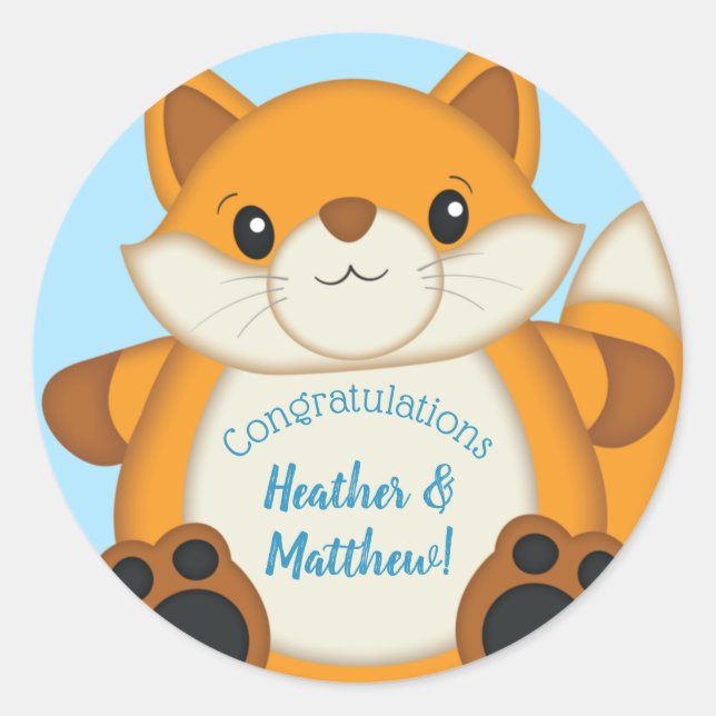 Adesivo Redondo Chá de fraldas azul (Frente)