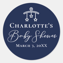 Adesivo Redondo Chá de fraldas Azul Chic Midnight Personalizado