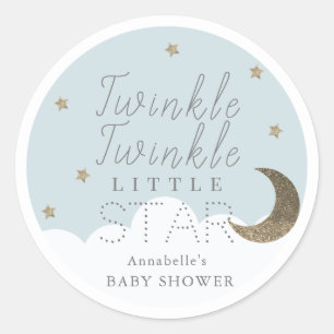 Adesivo Redondo Chá de fraldas Azul Twinkle Star