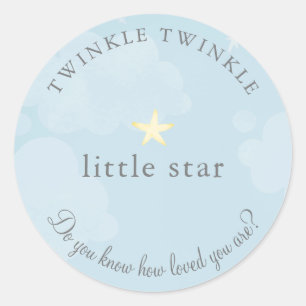 Adesivo Redondo Chá de fraldas Azul Twinkle Star Sky