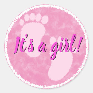 Adesivo Redondo Chá de fraldas Baby Pink Watercolor Personalizado