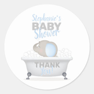 Adesivo Redondo Chá de fraldas Bath Boy do Baby Elephant
