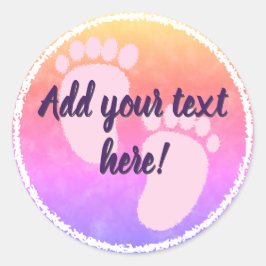 Adesivo Redondo Chá de fraldas Bebê Colorida Aquarela Personalizad