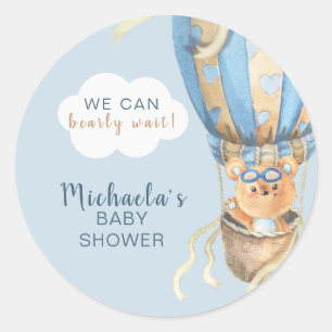 Adesivo Redondo Chá de fraldas Blue Boy Espera