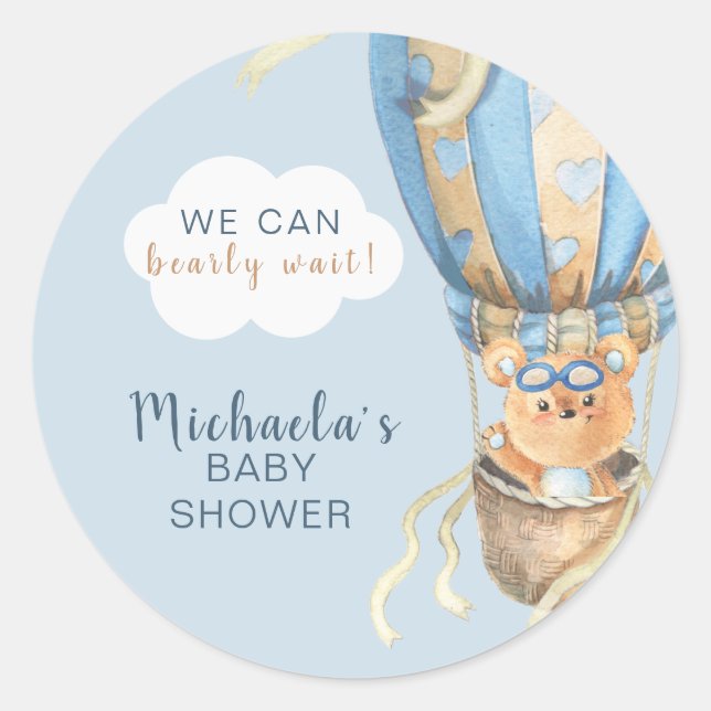 Adesivo Redondo Chá de fraldas Blue Boy Espera (Frente)