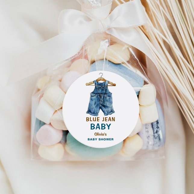 Adesivo Redondo Chá de fraldas Blue Jean Boy Western (Criador carregado)