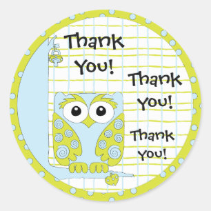 Adesivo Redondo Chá de fraldas Blue/Owl Stickers 1 1/2" ou 3"