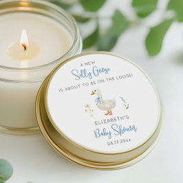 Adesivo Redondo Chá de fraldas bobo Arco Azul Flor Selvagem 