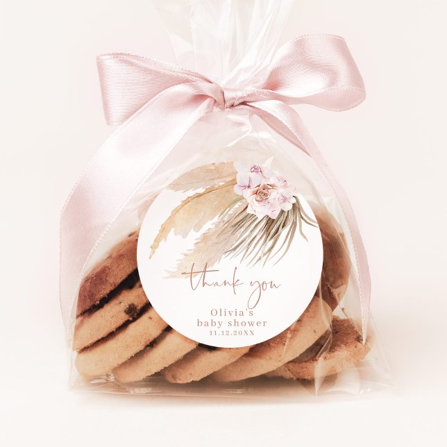 Adesivo Redondo Chá de fraldas boêmico de erva Pampas (Criador carregado)