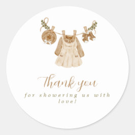 Adesivo Redondo Chá de fraldas Boho Clothesline Girl