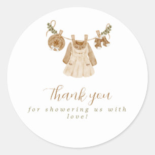 Adesivo Redondo Chá de fraldas Boho Clothesline Girl