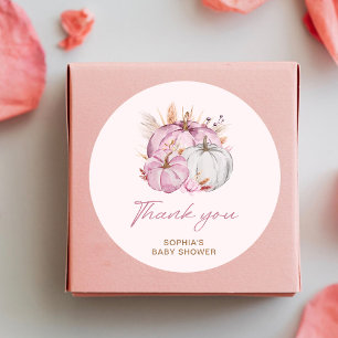 Adesivo Redondo Chá de fraldas Boho Floral Little Pink Pumpkins