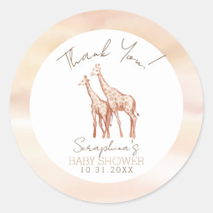 Adesivo Redondo Chá de fraldas Boho Safari Giraffe