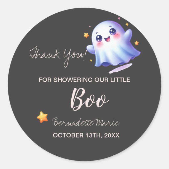 Adesivo Redondo Chá de fraldas Bonito de Halloween (Frente)