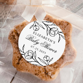 Adesivo Redondo Chá de fraldas branco e preto esboçado