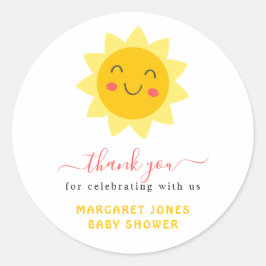 Adesivo Redondo Chá de fraldas Brilhante, Obrigado, Sticker