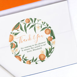 Adesivo Redondo Chá de fraldas-casaco-branca-laranja-botânica