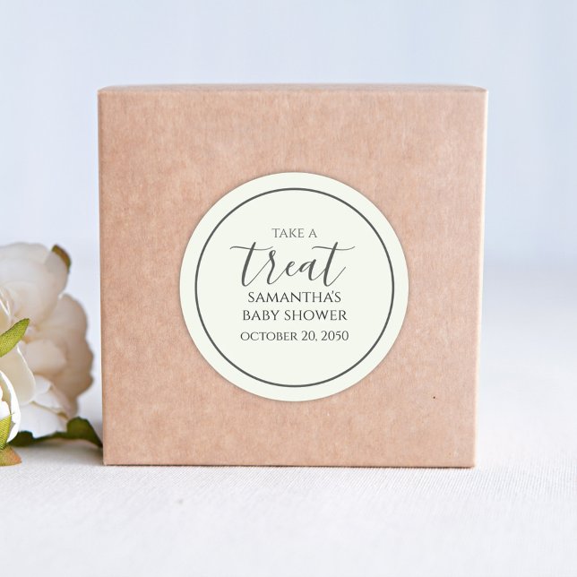 Adesivo Redondo Chá de fraldas Cinto de Caligrafia Verde (Criador carregado)