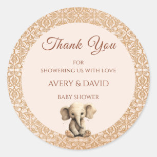 Adesivo Redondo Chá de fraldas Clássico de Beige Neutro do Sexo Vi