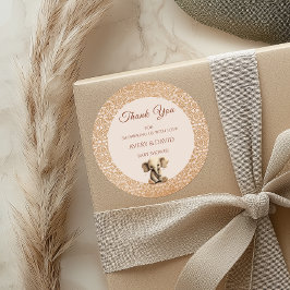 Adesivo Redondo Chá de fraldas Clássico de Beige Neutro do Sexo Vi