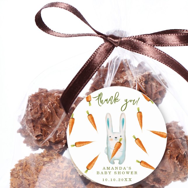 Adesivo Redondo Chá de fraldas coelho - obrigado (Criador carregado)