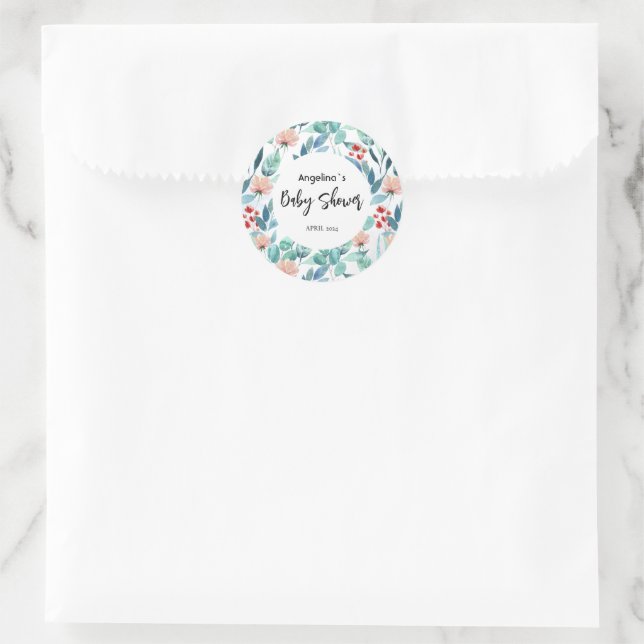 Adesivo Redondo Chá de fraldas com design fofo. (Bolsa)