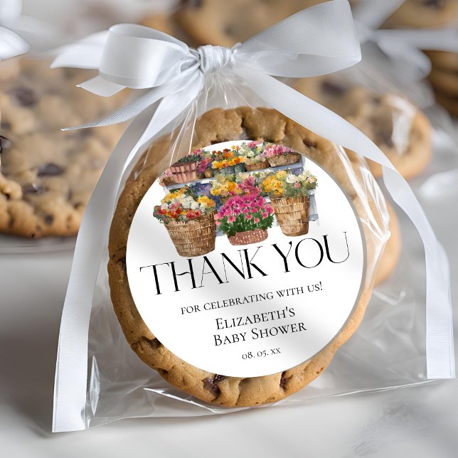 Adesivo Redondo Chá de fraldas Compre Floral de Mercado Localmente (Criador carregado)