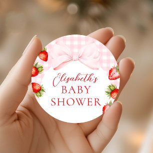Adesivo Redondo Chá de fraldas Coquette Strawberry