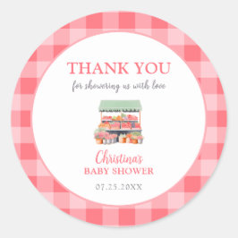 Adesivo Redondo Chá de fraldas Crescido Localmente Obrigado