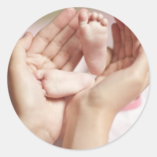 Adesivo Redondo Chá de fraldas Crib Nursery Esperando Mãe Pai (Frente)