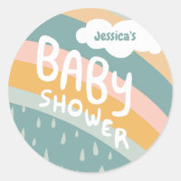 CHÁ DE FRALDAS Cute Nuvens Arco-Íris Personalizado