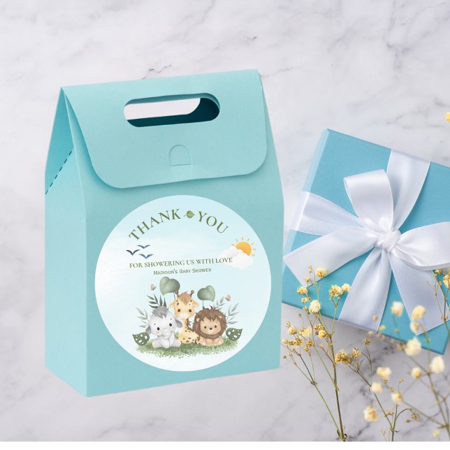 Adesivo Redondo Chá de fraldas Cute Safari (Criador carregado)