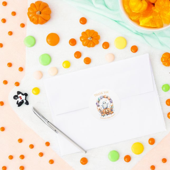 Adesivo Redondo Chá de fraldas Cute Spooky (Criador carregado)