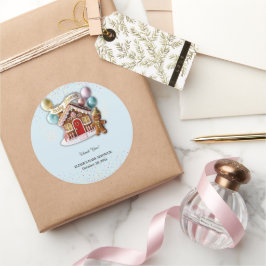 Adesivo Redondo Chá de fraldas da Casa do Pão-de-Gingerpão Dourado