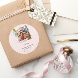 Adesivo Redondo Chá de fraldas da Casa do Pão-de-Gingerpão Dourado