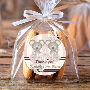 Adesivo Redondo Chá de fraldas Da Garota Koala Twin / Aniversário 