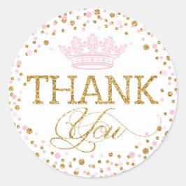 Adesivo Redondo Chá de fraldas da Princesa Real Rosa Dourada