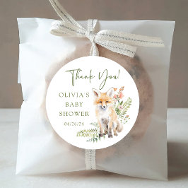 Adesivo Redondo Chá de fraldas da Raposa Deliciosa da Natureza