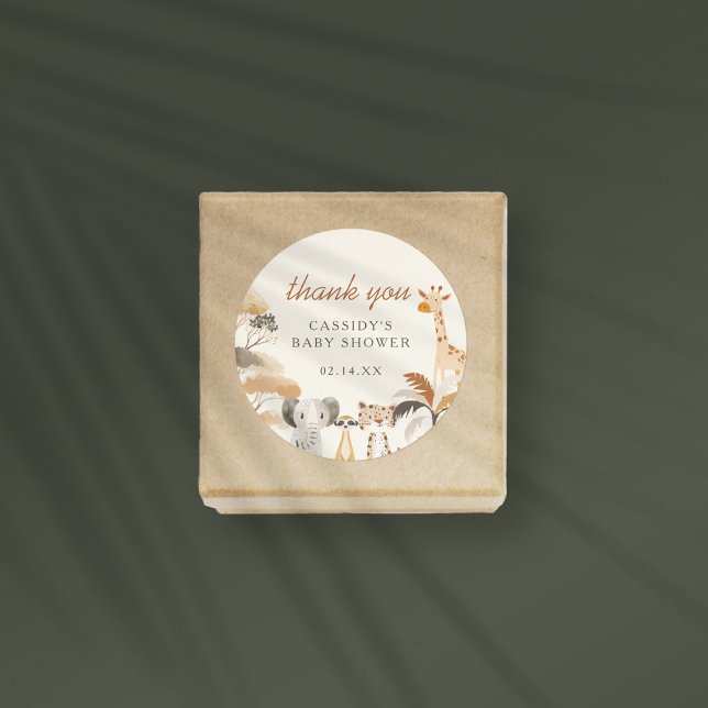 Adesivo Redondo Chá de fraldas Da Selva Safari (Criador carregado)