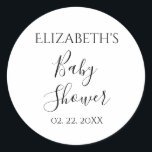 Adesivo Redondo Chá de fraldas Dated Personalizado<br><div class="desc">Adesivo redondo clássico de Chá de fraldas datado personalizado</div>